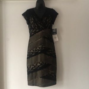 NWT Cocktail Dress in Blk/Nude. Size 6